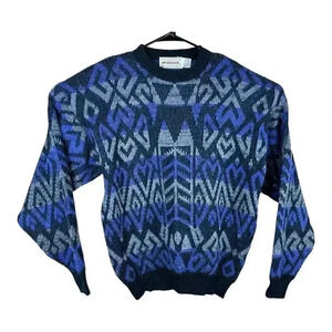 Vintage McGregor Sweater Sz Large Acrylic Geometric Abstract Mens 1980s Usa